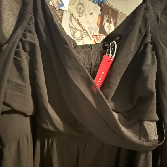 55- NWT Black Long Sleeve off the shoulder Dress - Picture 3 of 5